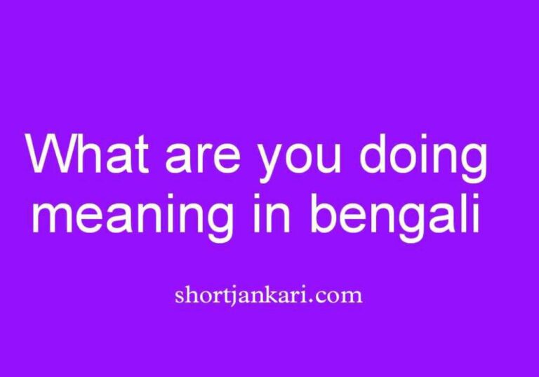 What are you doing meaning in bengali